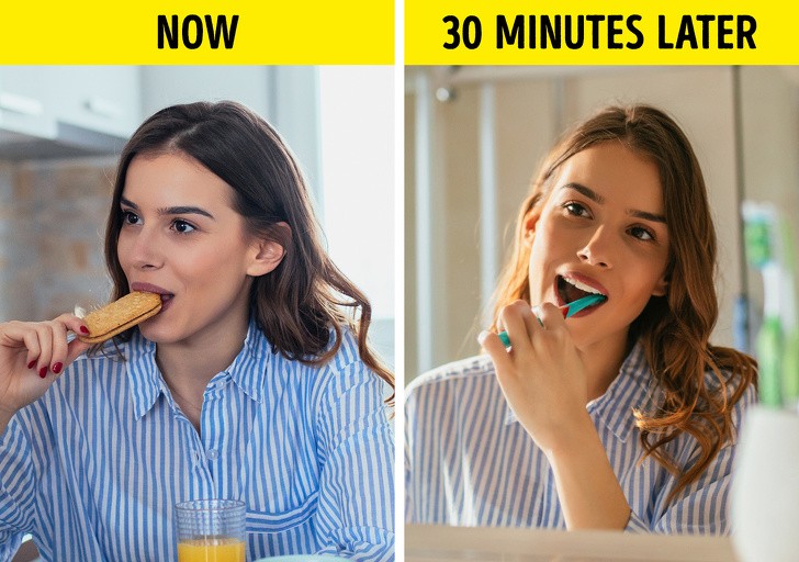 Để có hiệu quả bảo vệ răng tốt nhất, bạn nên đợi khoảng 30 phút sau khi ăn mới chải răng.