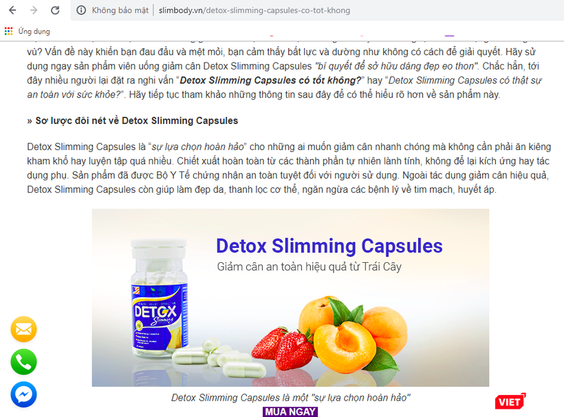 Thêm một sản phẩm detox vi phạm an toàn thực phẩm