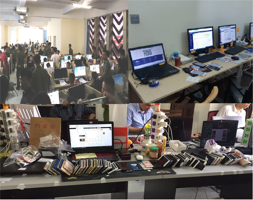 Hiện trường vụ án và một số tang vật bị thu giữ.