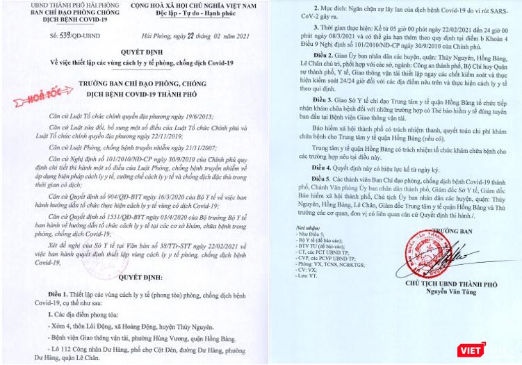 Hải Phòng hoả tốc thiết lập các vùng cách ly y tế nhằm ngăn chặn sự lây lan dịch COVID-19.