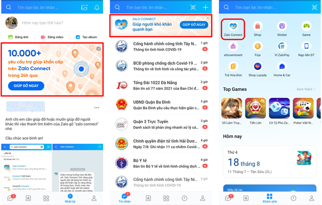 Trên Zalo, người dân dễ dàng tìm và truy cập Zalo Connect theo 3 cách