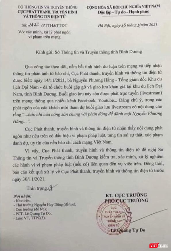 Văn bản của Cục Phát thanh truyền hình và Thông tin điện tử