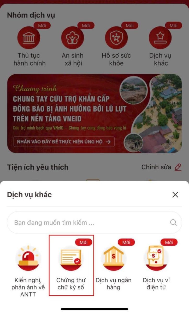 Bước 3: Chọn dịch vụ "Chứng thư chữ ký số" v3.jpg