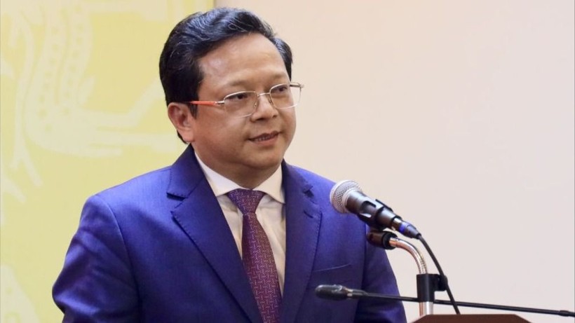 Tân Phó Trưởng Ban Chính sách, chiến lược Trung ương Nguyễn Đức Hiển phát biểu nhận nhiệm vụ. Ảnh: kinhtetrunguong.vn. Nguyễn Đức Hiển.jpeg
