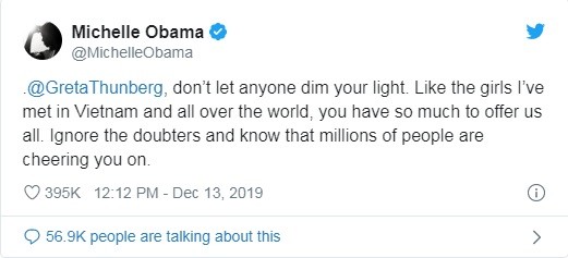 Đoạn tweet mà bà Michelle Obama đăng tải (Ảnh: Twitter)