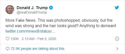 "Tin giả" hay làn da rám nắng giả? Bức ảnh Tổng thống Trump với làn da màu da cam "gây sốt" cộng đồng mạng ảnh 1 Ông Trump tố bức ảnh về ông bị chỉnh sửa trong một đoạn tweet (Ảnh: Twitter)