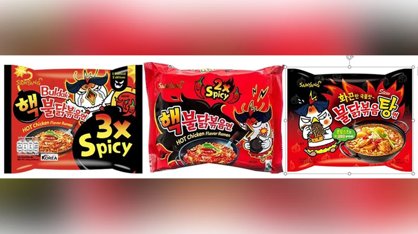 3 sản phẩm mì cay Hàn Quốc bị thu hồi ở Đan Mạch (Ảnh: CNN)