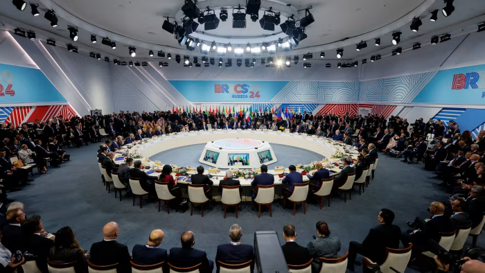 Các quan chức tham dự hội nghị thượng đỉnh BRICS ở Kazan vào tháng trước. Ảnh: AFP.