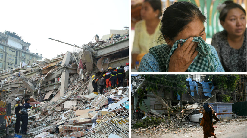 Những hình ảnh tang thương trong vụ động đất xảy ra ở Myanmar vào ngày 28/3. Ảnh: Getty.