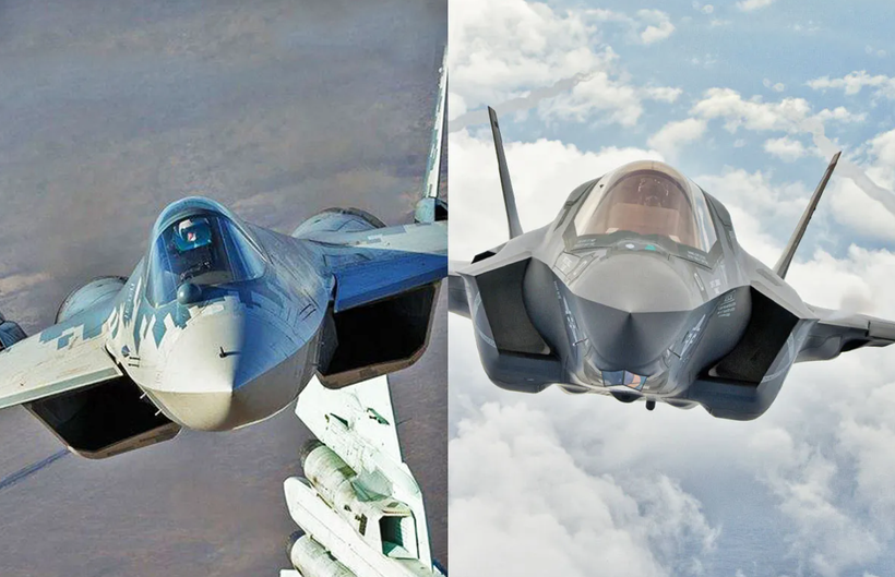 Su-57 của Nga (trái) và F-22 của Mỹ. Ảnh: Eurasian Times.
