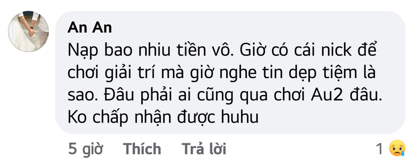 Người chơi không đồng ý với cách quy đổi sang phiên bản Au2 trên mobile. Người chơi không đồng ý với cách quy đổi sang phiên bản Au2 trên mobile.