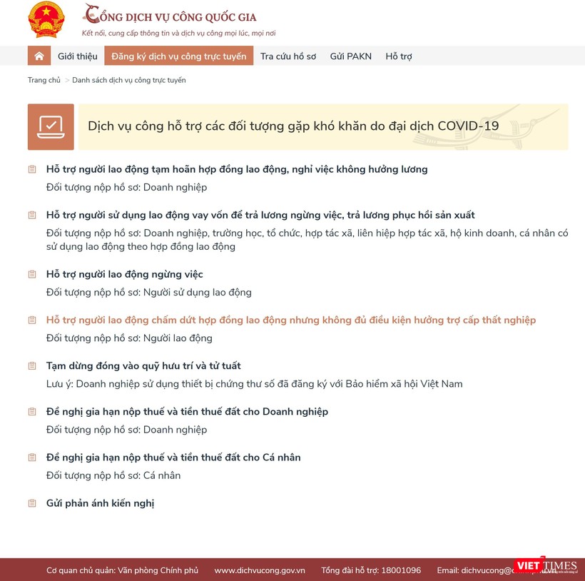 8 dịch vụ công hỗ trợ người lao động trên Cổng DVC Quốc gia.