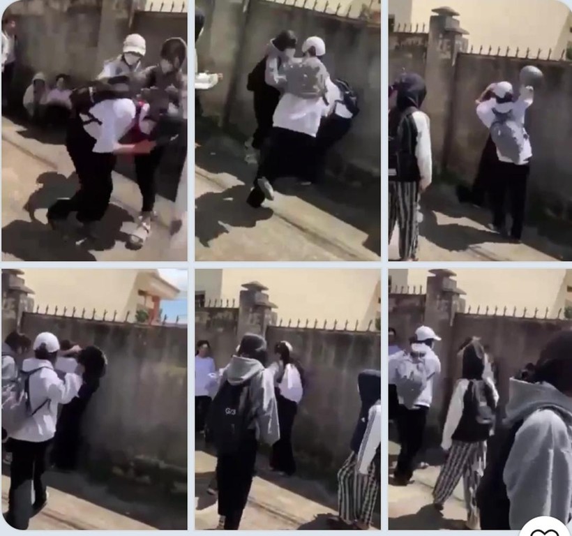 Ảnh cắt từ clip do chính nhóm hành hung bạn lan truyền lên mạng xã hội Ảnh cắt từ clip do chính nhóm hành hung bạn lan truyền lên mạng xã hội