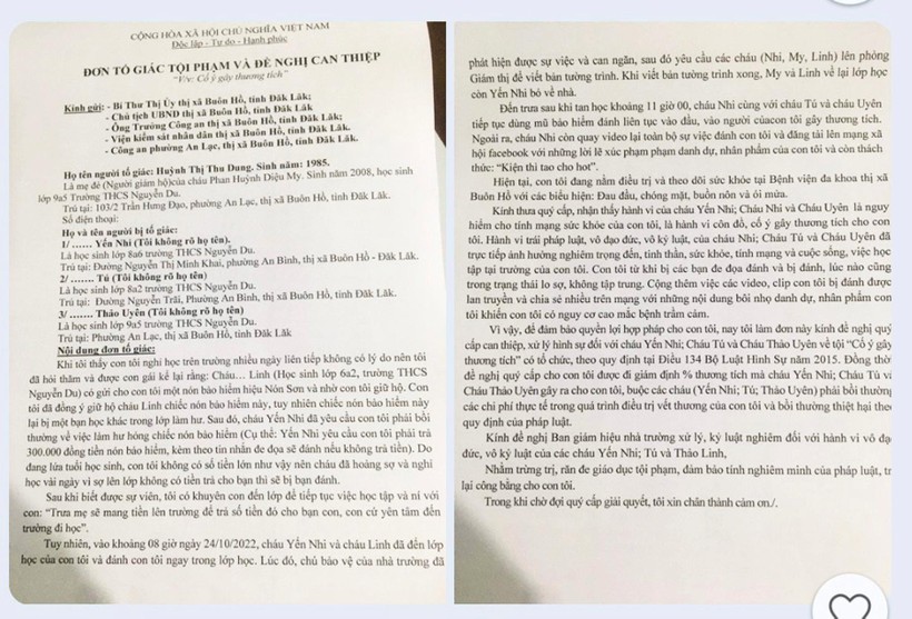 Đơn dự thảo của mẹ cháu DM trước khi gửi các cơ quan chức năng Đơn dự thảo của mẹ cháu DM trước khi gửi các cơ quan chức năng