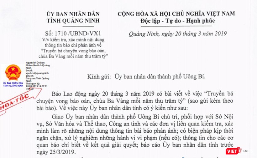 Quảng Ninh: Yêu cầu xác minh chùa Ba Vàng bị tố thu trăm tỷ từ truyền vong báo oán ảnh 2
