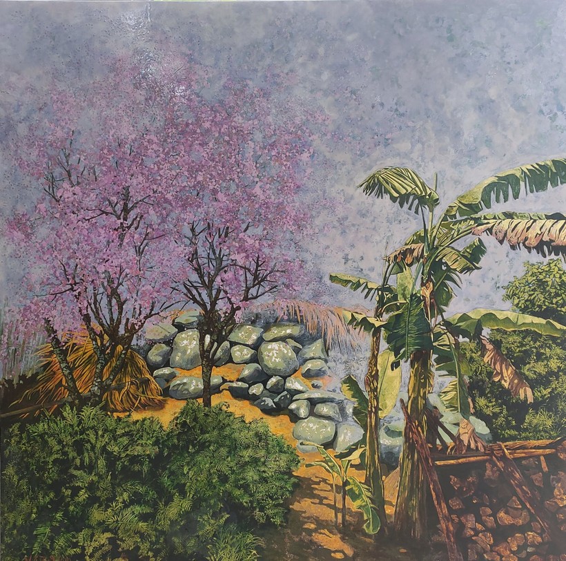 Tranh của họa sĩ Chu Viết Cường. Ảnh: HSCC