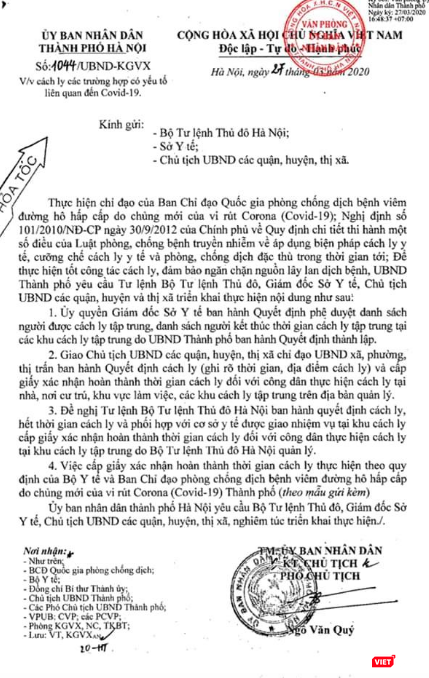 Công văn hỏa tốc về việc cách ly các trường hợp có yếu tố liên quan đến COVID-19 Công văn hỏa tốc về việc cách ly các trường hợp có yếu tố liên quan đến COVID-19