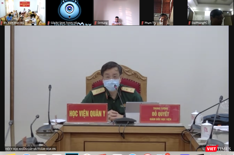 Toàn cảnh lớp tập huấn trực tuyến chăm sóc sức khoẻ tâm thần trong đại dịch COVID-19 do Hội Y học khẩn cấp và thảm hoạ Việt Nam tổ chức vào sáng nay (Ảnh - Minh Thuý)