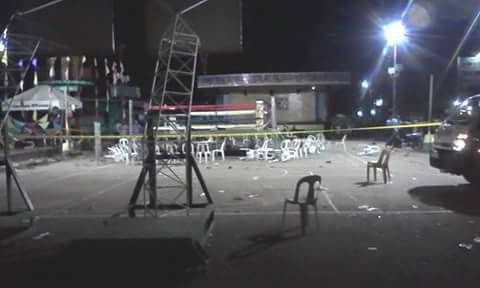 Hiện trường gần khu vực bị đánh bom nơi vừa diễn ra một trận thi đấu quyền Anh.