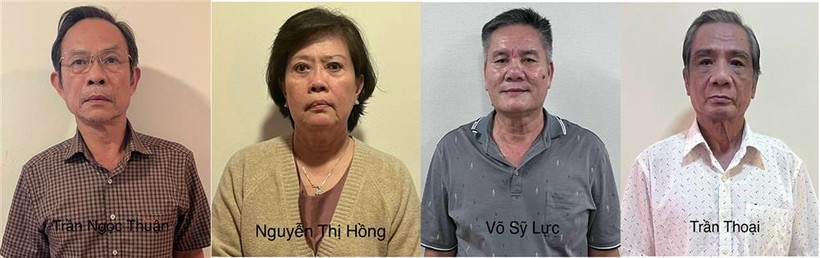 4 bị can (từ trái qua): Trần Ngọc Thuận; Nguyễn Thị Hồng; Võ Sỹ Lực; Trần Thoại. Anh 1.jpeg