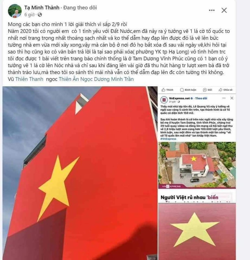 Anh Tạ Minh Thành đăng tải thông tin lên mạng xã hội. Anh 1.jpeg