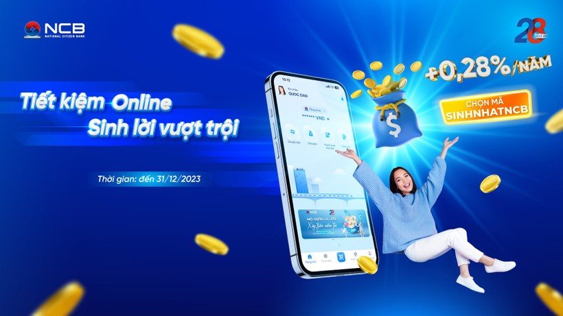 Khách hàng được cộng 0,28%/năm lãi suất khi gửi tiết kiệm online trên ứng dụng NCB iziMobile TK +0.28%.jpg