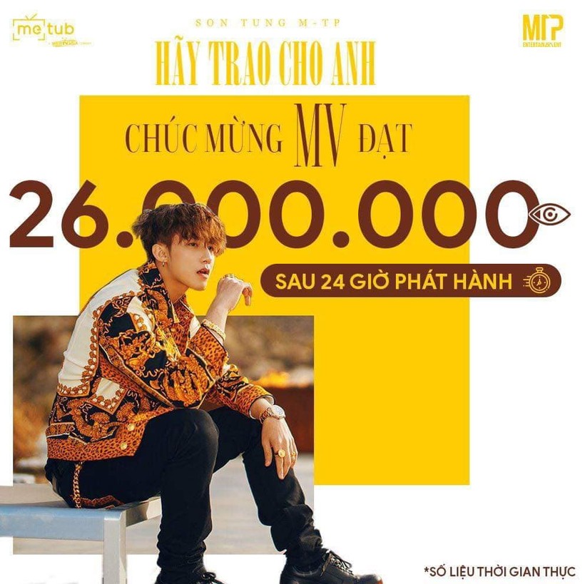 MV “Hãy trao cho anh” là một trong những thành tích ấn tượng nhất của giọng ca sinh năm 1994. (Ảnh: Fanpage nghệ sĩ). Son Tung 4.jpg