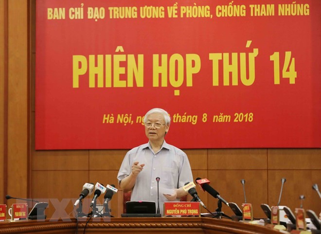 Tổng Bí thư Nguyễn Phú Trọng, Trưởng Ban Chỉ đạo Trung ương về phòng, chống tham nhũng phát biểu chỉ đạo Phiên họp. Ảnh: TTXVN Tổng Bí thư Nguyễn Phú Trọng, Trưởng Ban Chỉ đạo Trung ương về phòng, chống tham nhũng phát biểu chỉ đạo Phiên họp. Ảnh: TTXVN