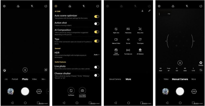 Các chế độ chụp trên chiếc LG G8X ThinQ (Ảnh: Android Authority) Các chế độ chụp trên chiếc LG G8X ThinQ (Ảnh: Android Authority)