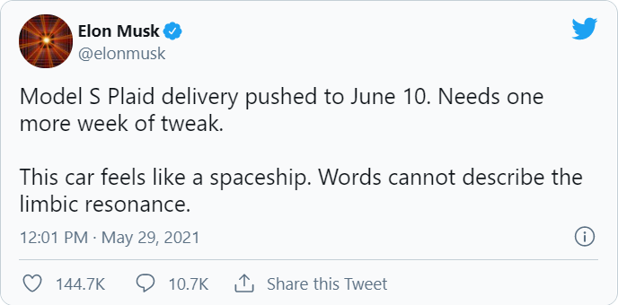 Dòng chia sẻ của Elon Musk trên Twitter (Ảnh: Tech Crunch)