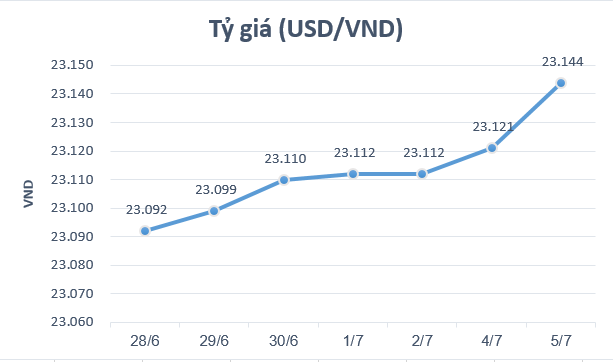 Tỷ giá trung tâm từ ngày 28/6 - 5/7