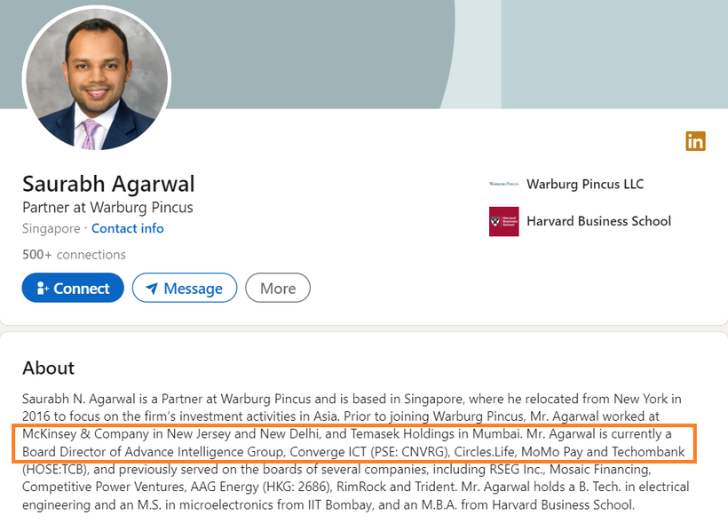 Tiểu sử của ông Saurabh Agarwal được cập nhật trên hồ sơ Linkedin